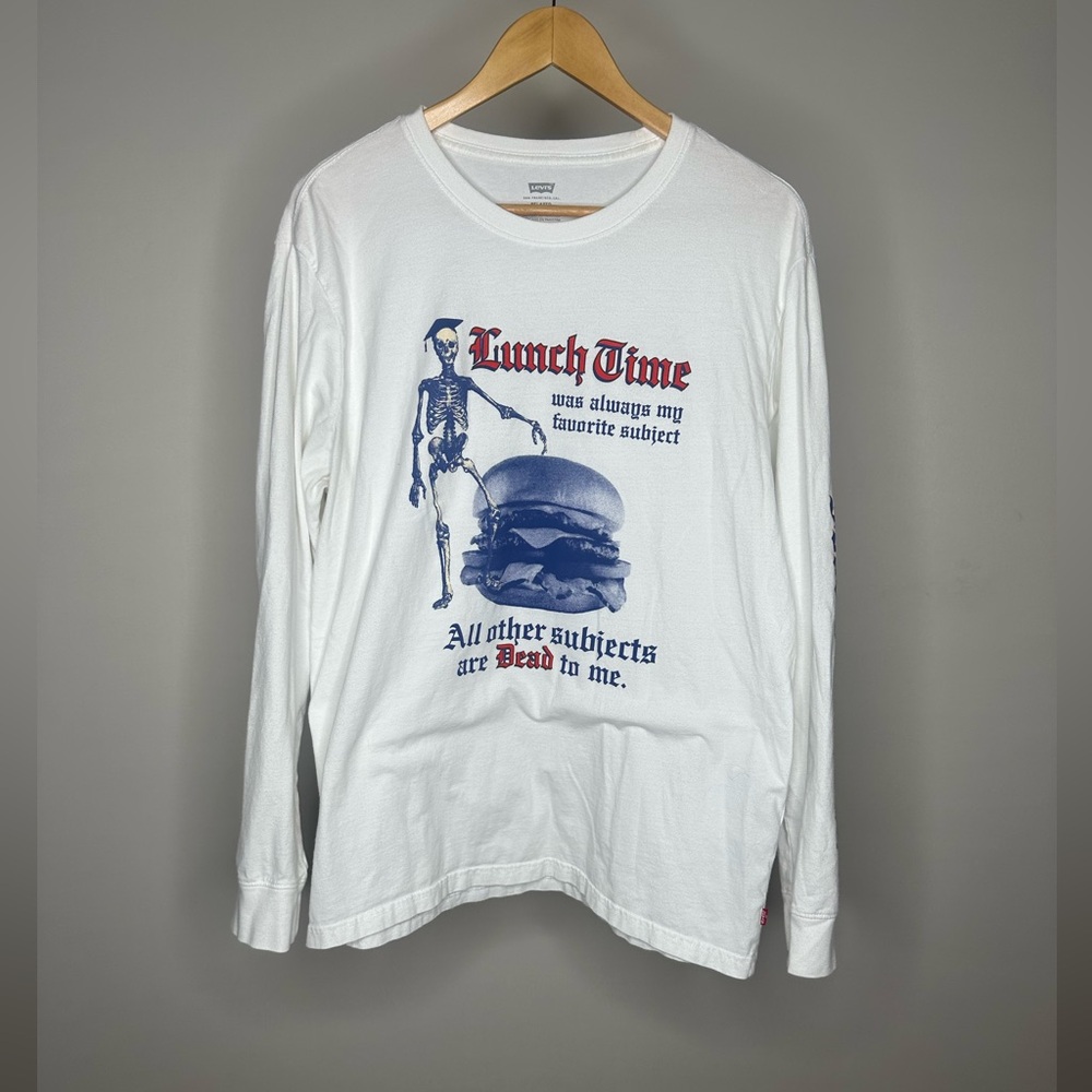 White Graphic Long Sleeve Shirt